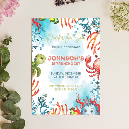 Oneder the Sea Birthday Invitation Template - CreativeRino