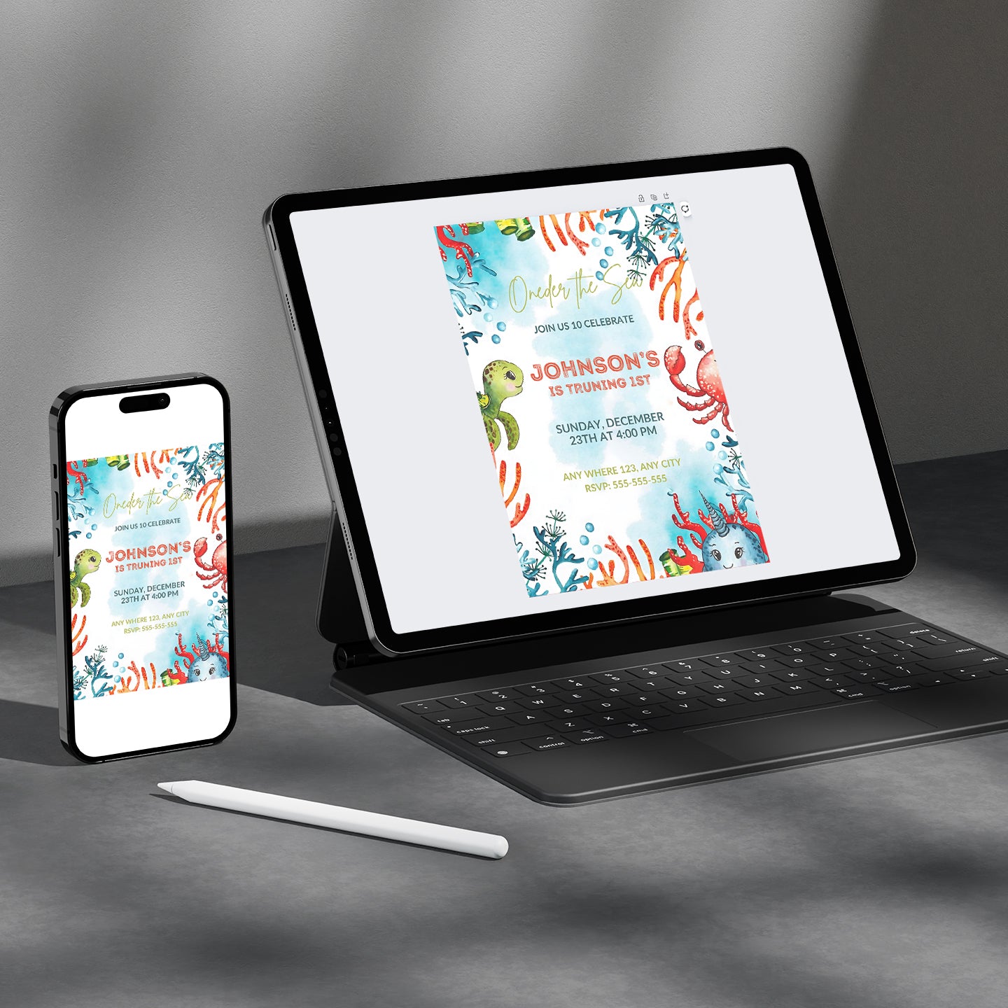 Oneder the Sea Birthday Invitation Template - CreativeRino