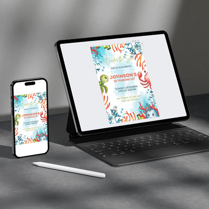 Oneder the Sea Birthday Invitation Template - CreativeRino