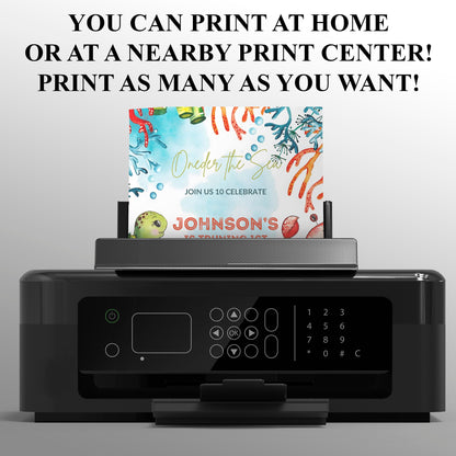 Oneder the Sea Birthday Invitation Template - CreativeRino