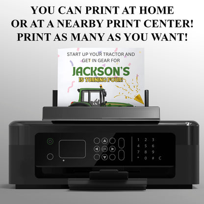 Tractor Birthday Invitation Template - CreativeRino