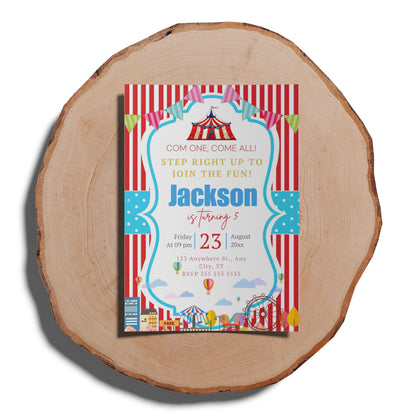 Carnival Circus Big Top Tent Birthday Invitation Template - CreativeRino