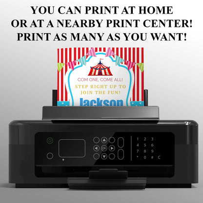 Carnival Circus Big Top Tent Birthday Invitation Template - CreativeRino