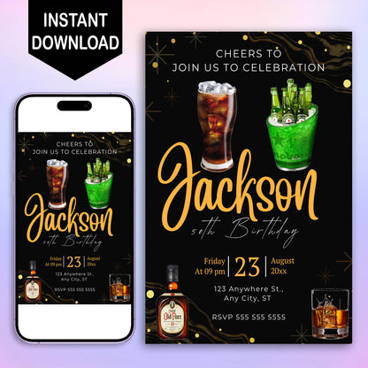Beer Birthday Invitation Template - CreativeRino