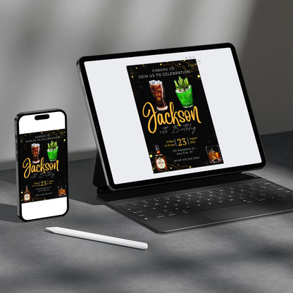Beer Birthday Invitation Template - CreativeRino