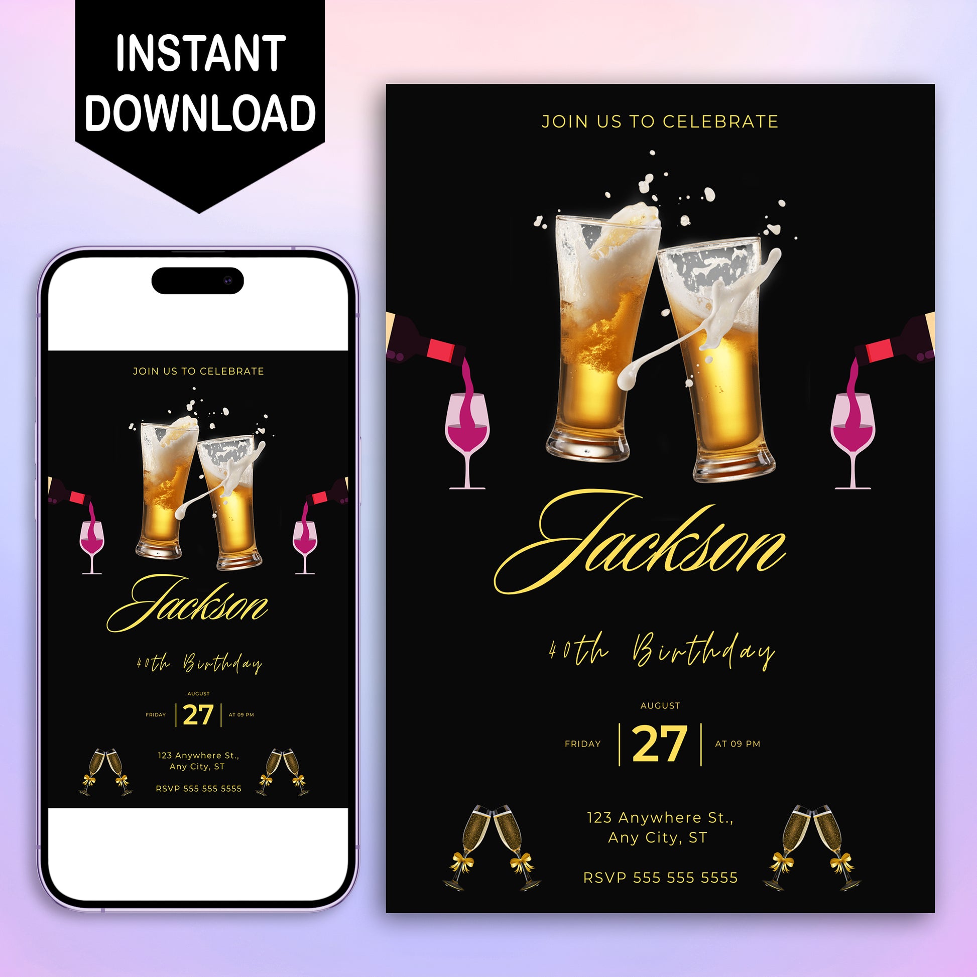 Beer Birthday Invitation Template - CreativeRino