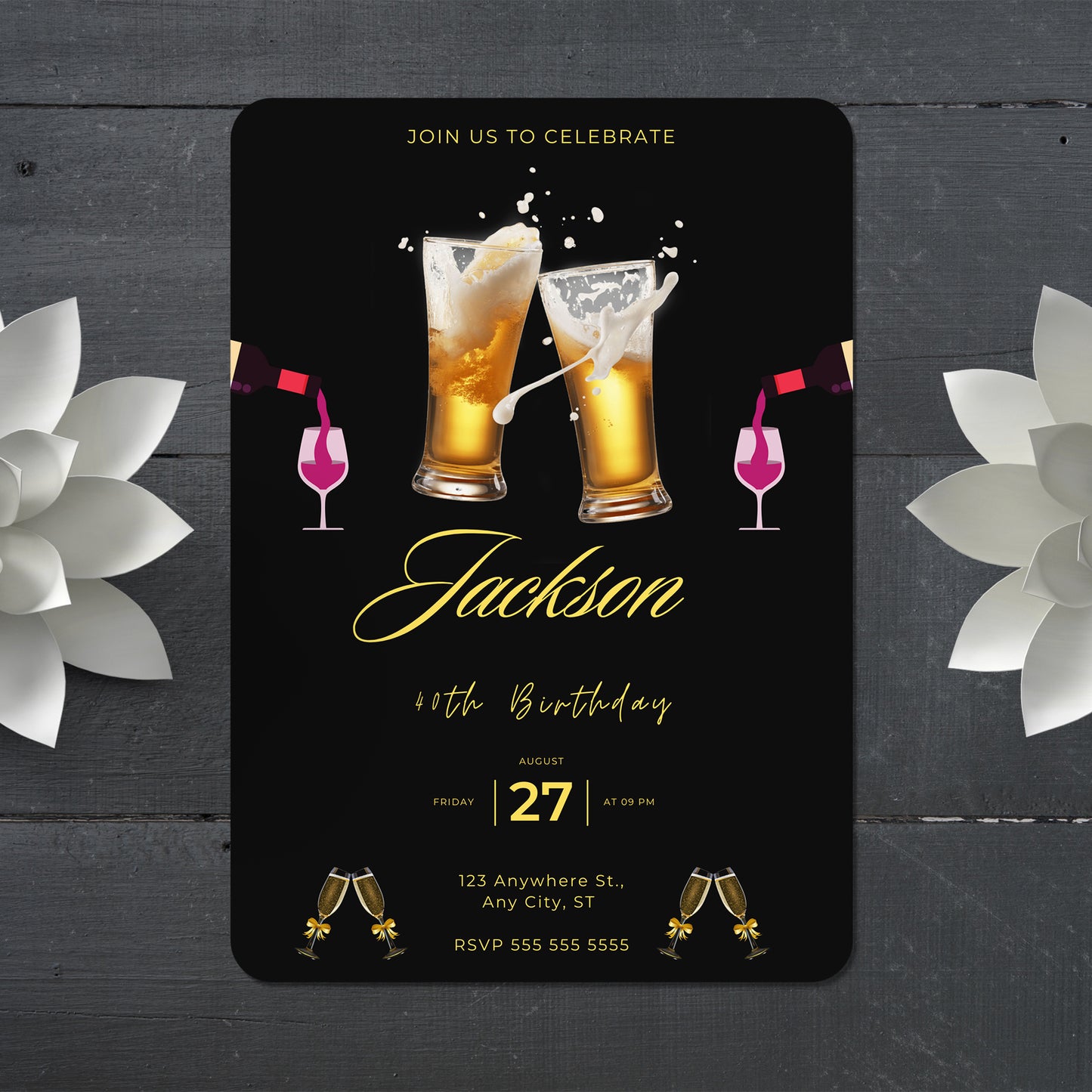 Beer Birthday Invitation Template - CreativeRino