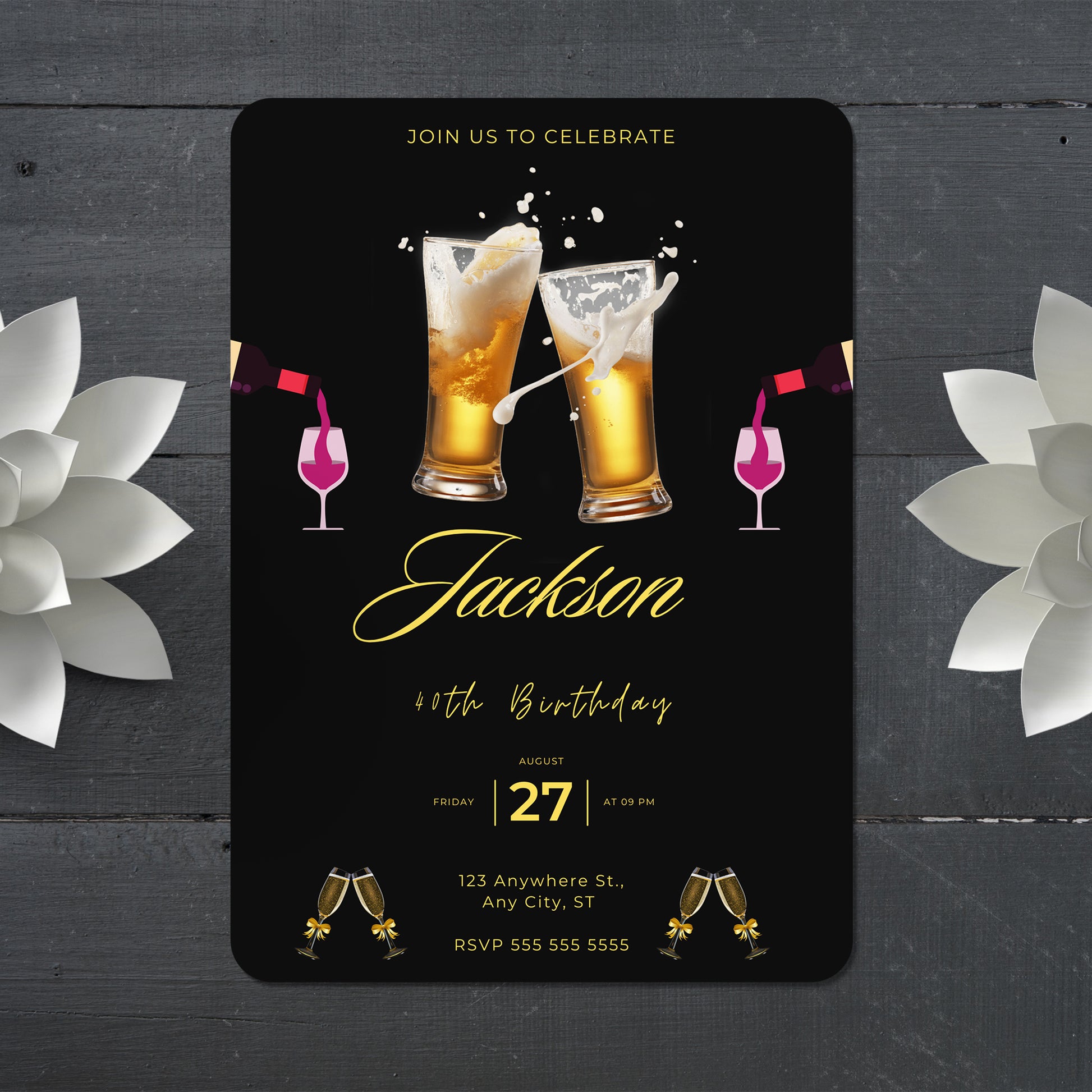 Beer Birthday Invitation Template - CreativeRino