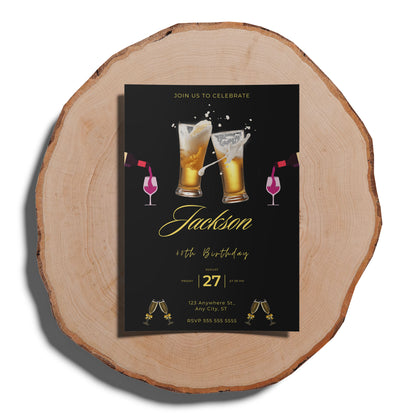 Beer Birthday Invitation Template - CreativeRino