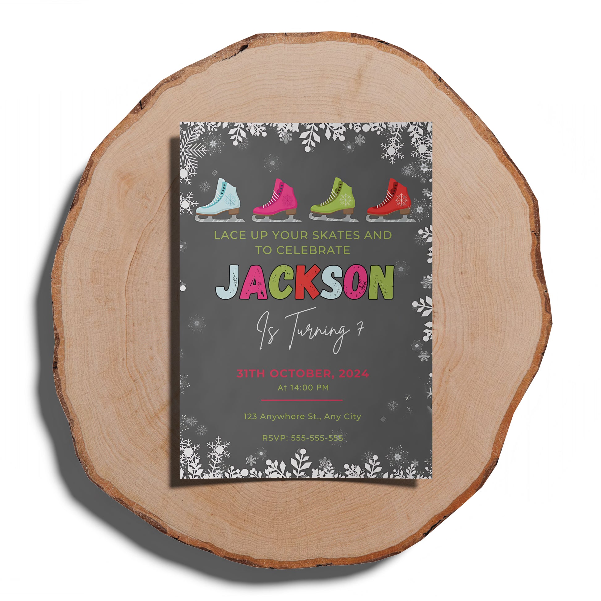 Ice Skating Birthday Invitation Template - CreativeRino