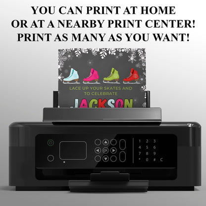 Ice Skating Birthday Invitation Template - CreativeRino