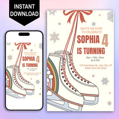 Ice Skating Birthday Invitation Template - CreativeRino