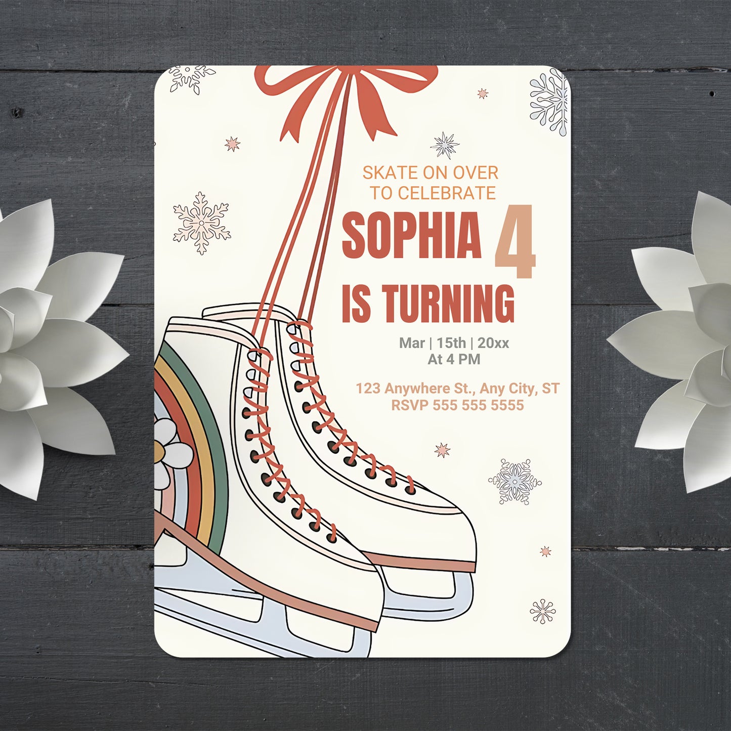 Ice Skating Birthday Invitation Template - CreativeRino