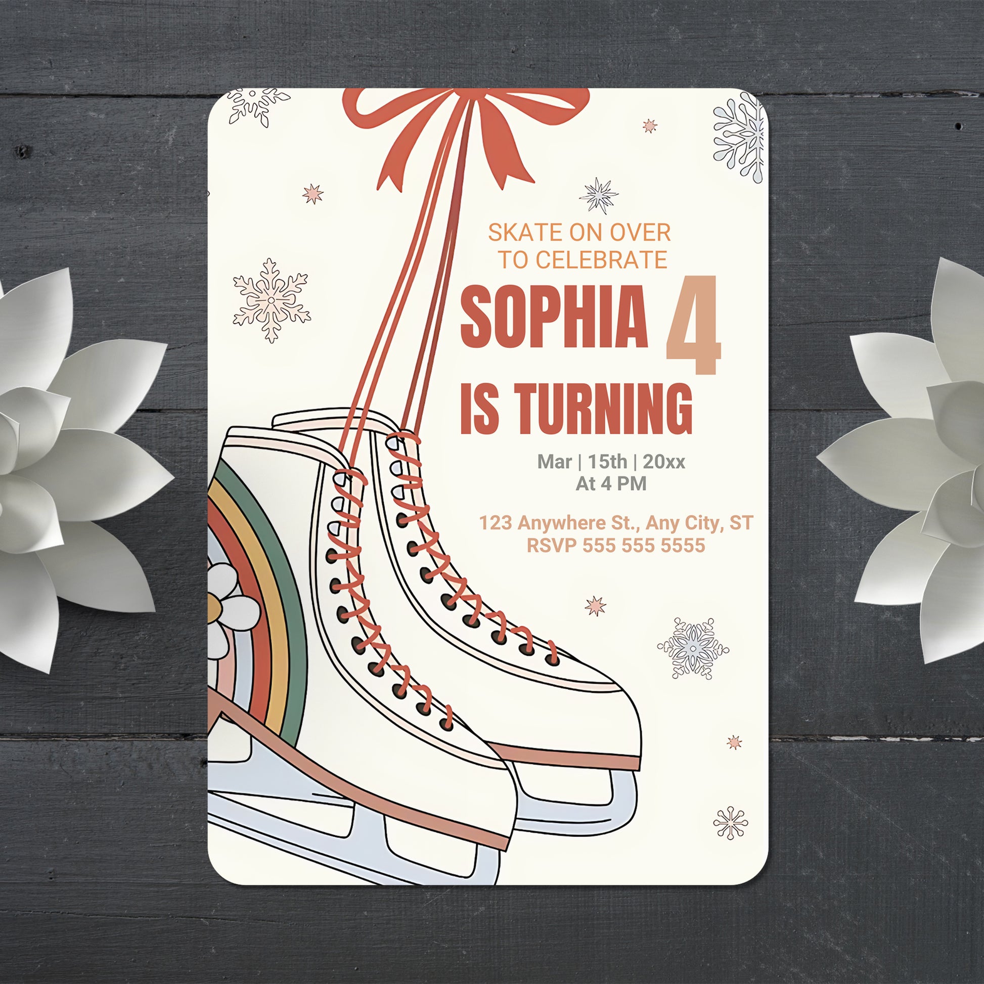 Ice Skating Birthday Invitation Template - CreativeRino