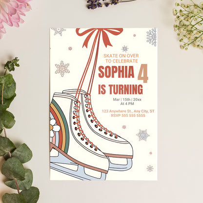Ice Skating Birthday Invitation Template - CreativeRino