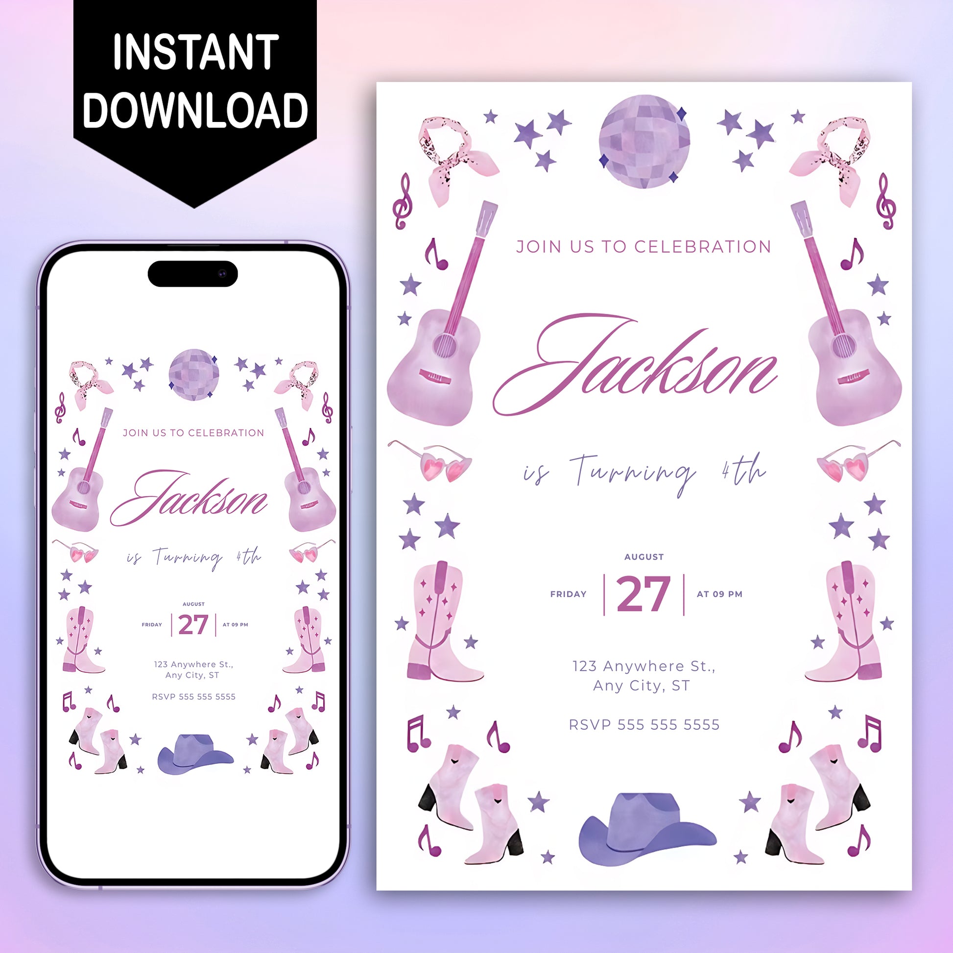 Cowgirl Birthday Invitation Template - CreativeRino