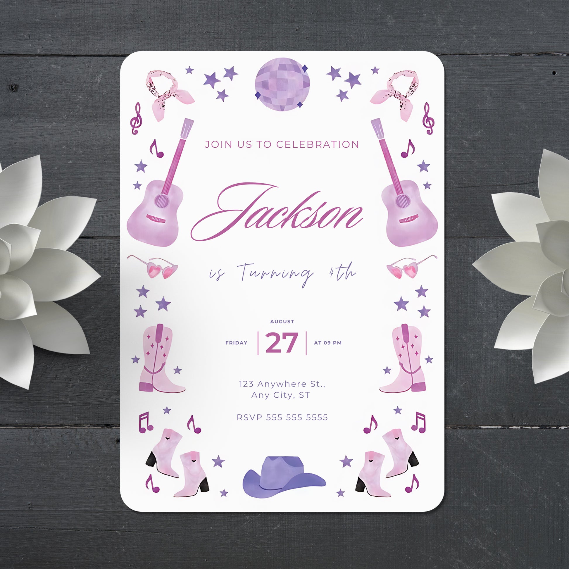 Cowgirl Birthday Invitation Template - CreativeRino