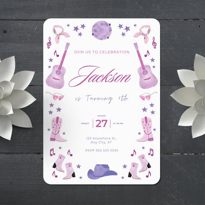 Cowgirl Birthday Invitation Template - CreativeRino