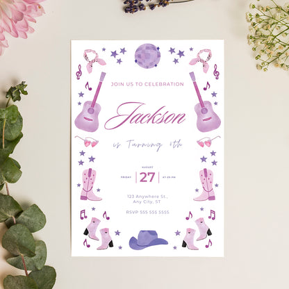 Cowgirl Birthday Invitation Template - CreativeRino