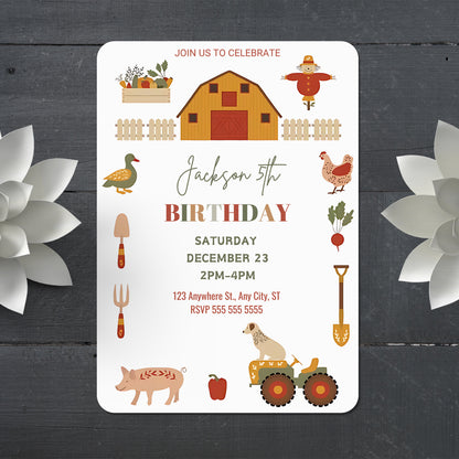 Farm Birthday Invitation Template - CreativeRino