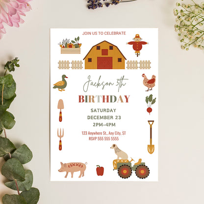 Farm Birthday Invitation Template - CreativeRino
