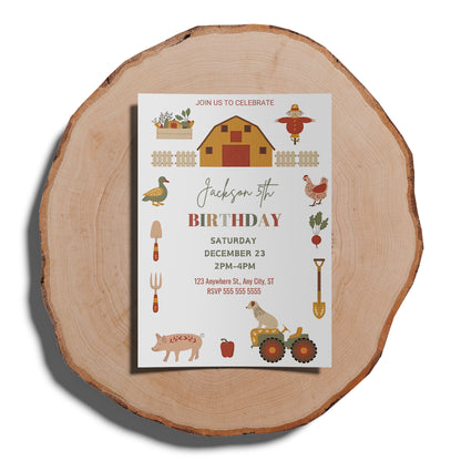 Farm Birthday Invitation Template - CreativeRino