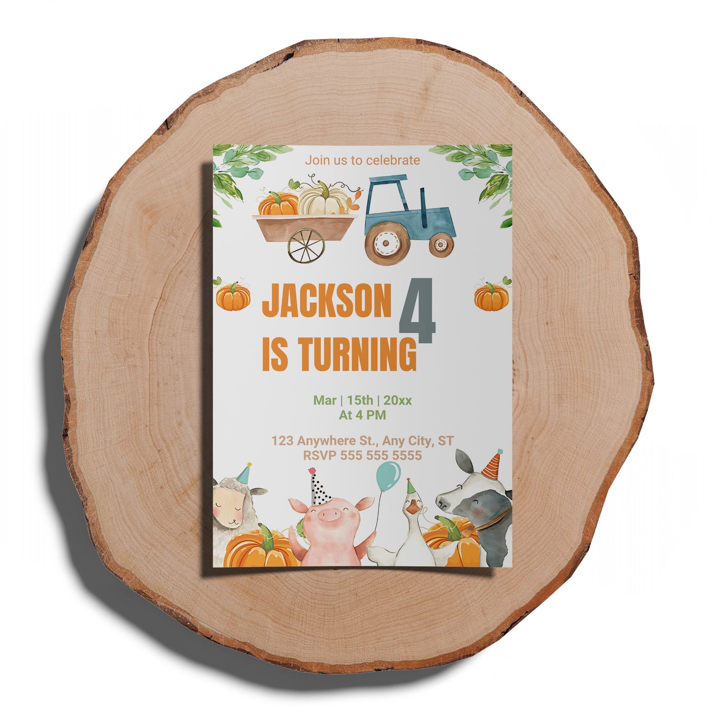 Pumpkin Farm Birthday Invitation Template - CreativeRino