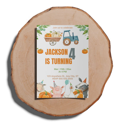 Pumpkin Farm Birthday Invitation Template - CreativeRino