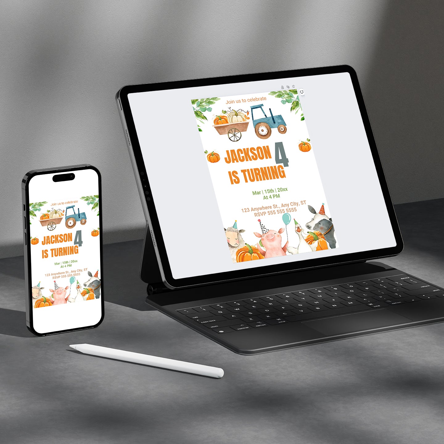 Pumpkin Farm Birthday Invitation Template - CreativeRino