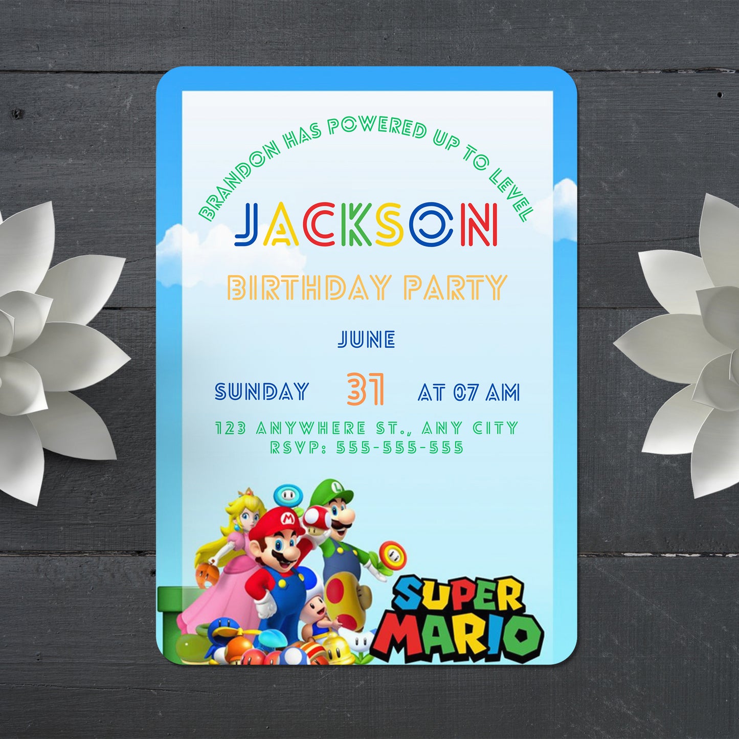 Super Mario Birthday Invitation Template - CreativeRino