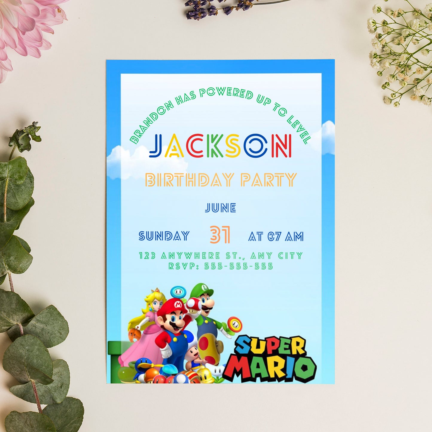 Super Mario Birthday Invitation Template - CreativeRino
