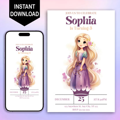 Princess Birthday Invitation Template - CreativeRino