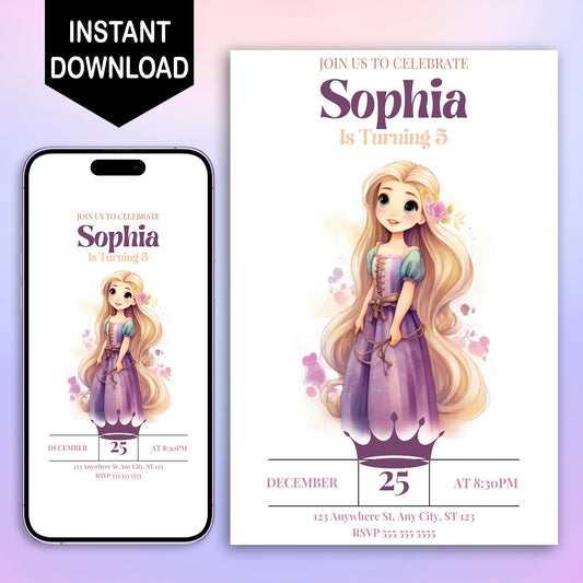 Princess Birthday Invitation Template - CreativeRino