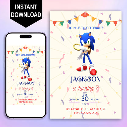 Sonic Birthday Invitation Template - CreativeRino
