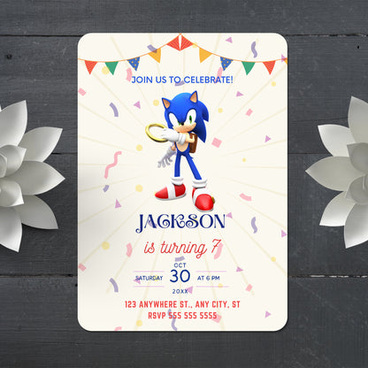 Sonic Birthday Invitation Template - CreativeRino