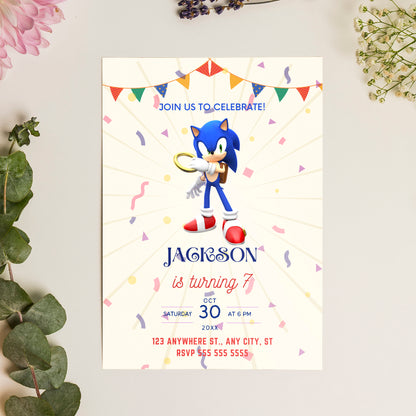Sonic Birthday Invitation Template - CreativeRino