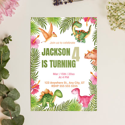 Dinosaur Birthday Invitation Template - CreativeRino