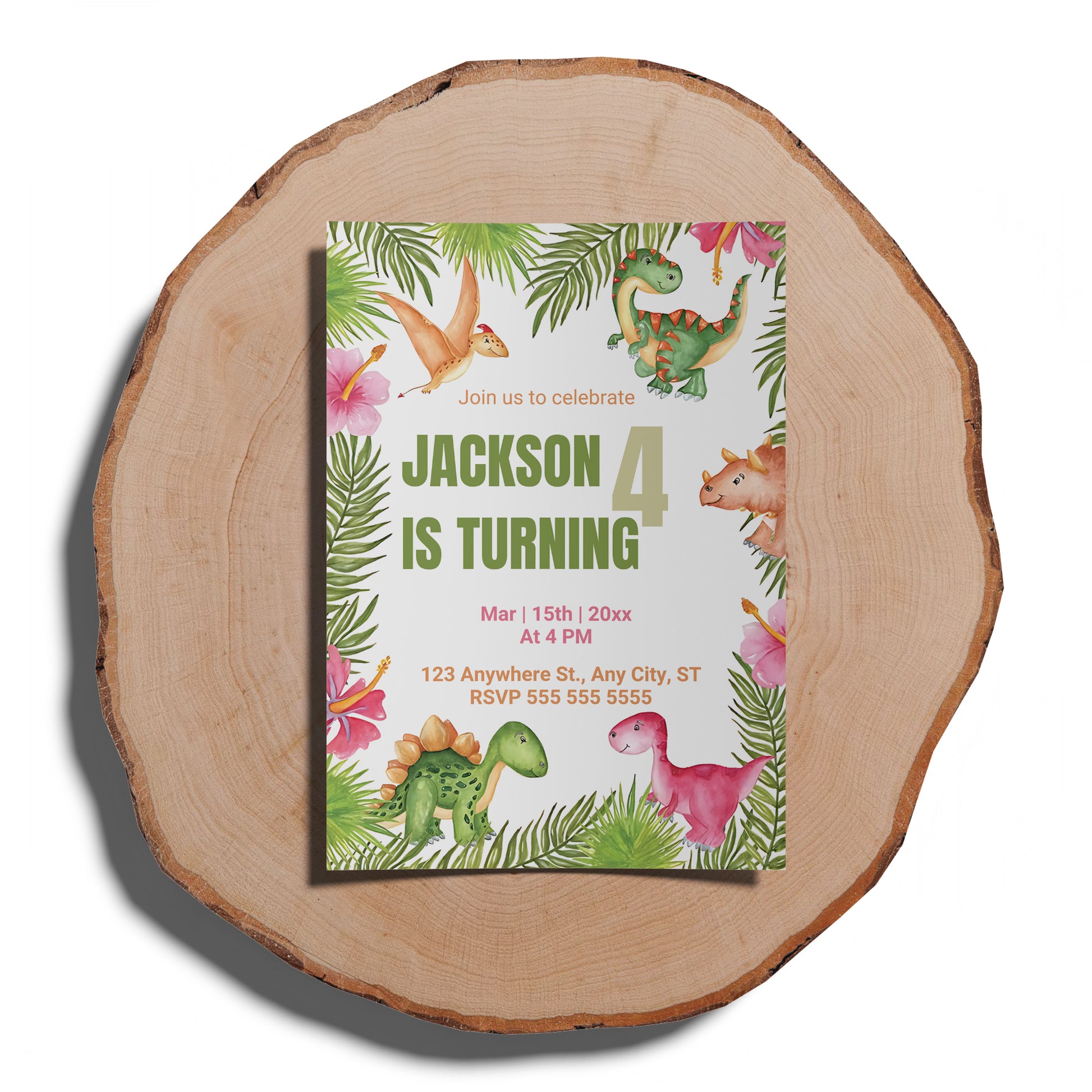 Dinosaur Birthday Invitation Template - CreativeRino