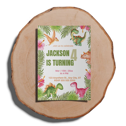 Dinosaur Birthday Invitation Template - CreativeRino