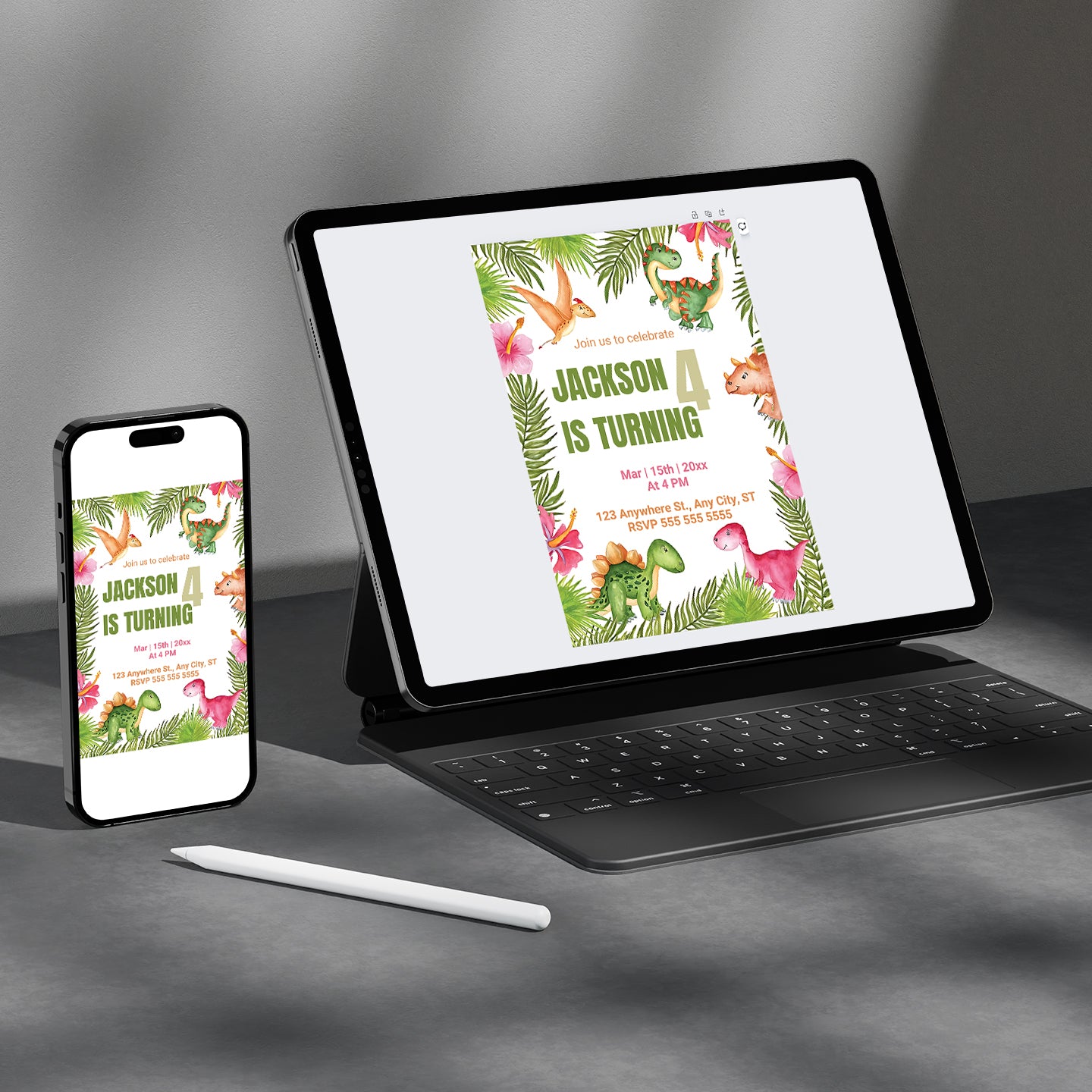 Dinosaur Birthday Invitation Template - CreativeRino