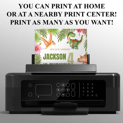 Dinosaur Birthday Invitation Template - CreativeRino