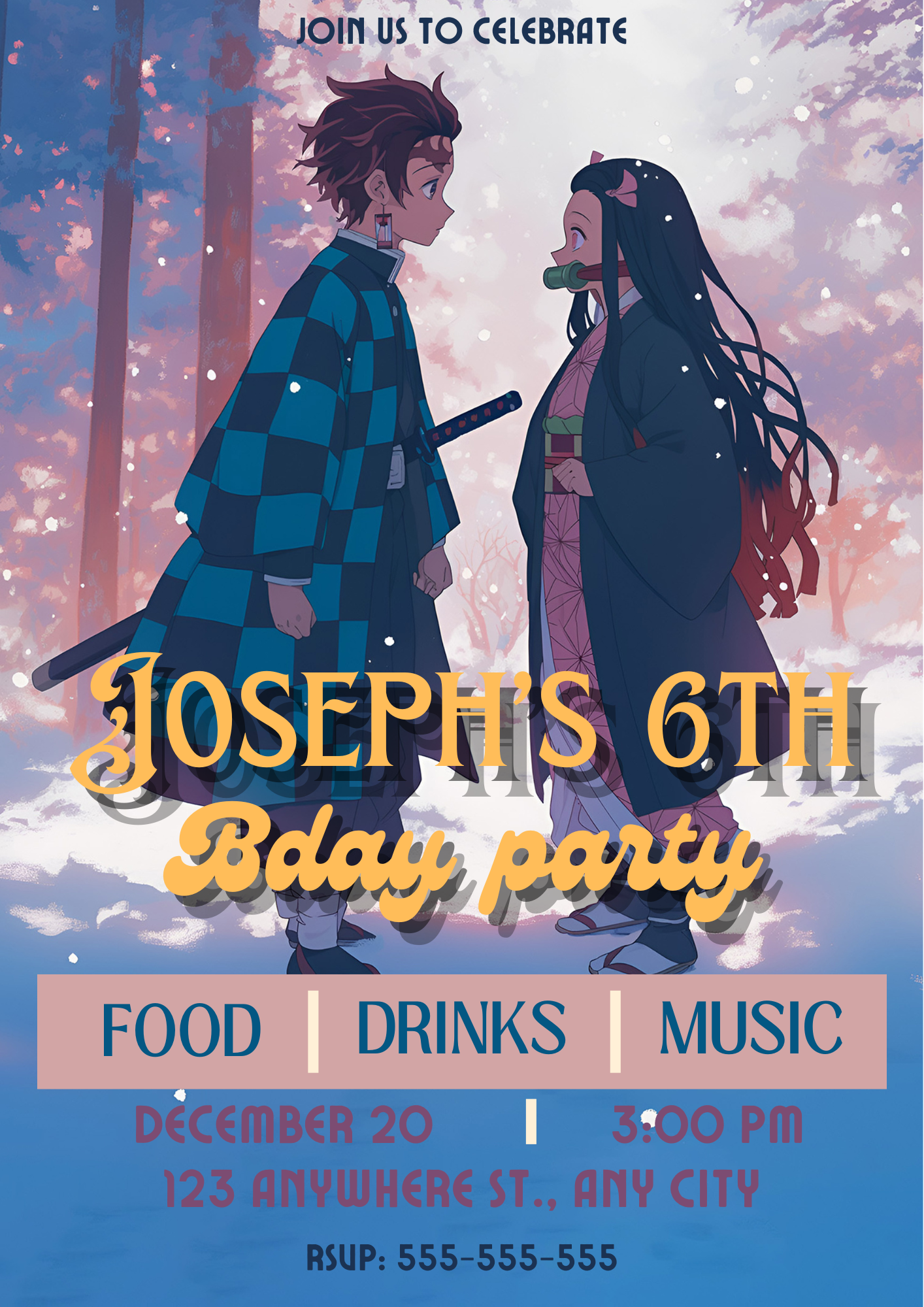 Demon Slayer Birthday Invitation Template - CreativeRino