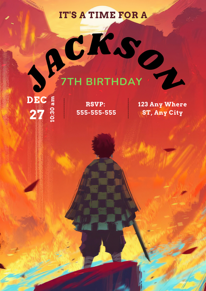 Demon Slayer Birthday Invitation Template - CreativeRino
