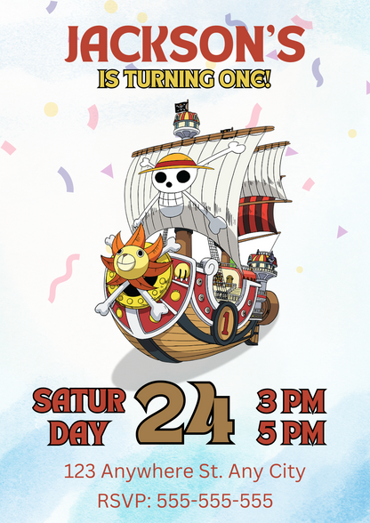 One Piece Birthday Invitation Template - CreativeRino