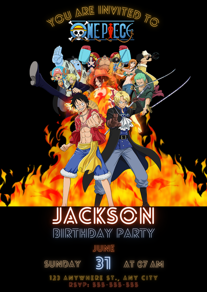 One Piece Birthday Invitation Template - CreativeRino