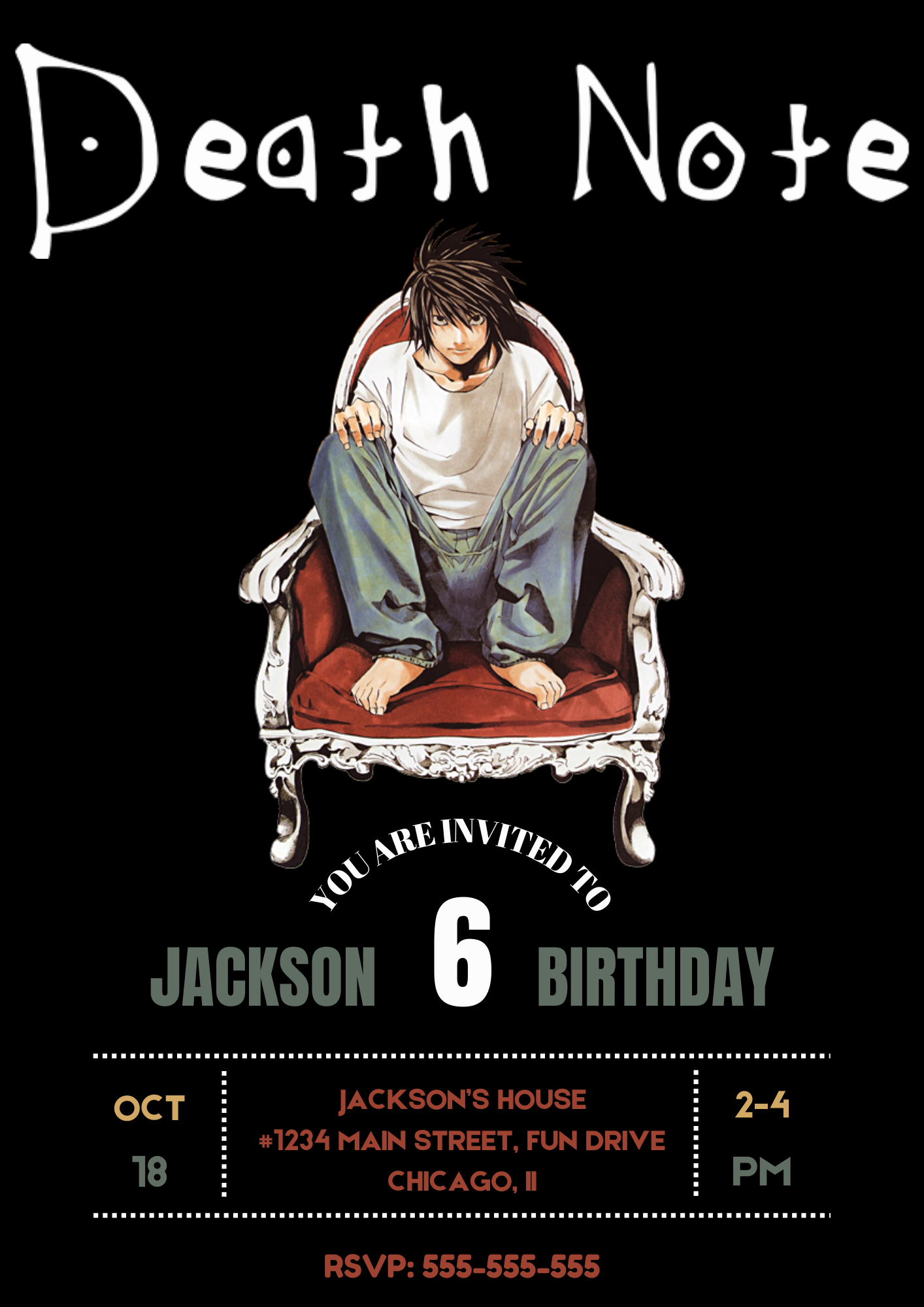 Death Note Birthday Invitation Template - CreativeRino