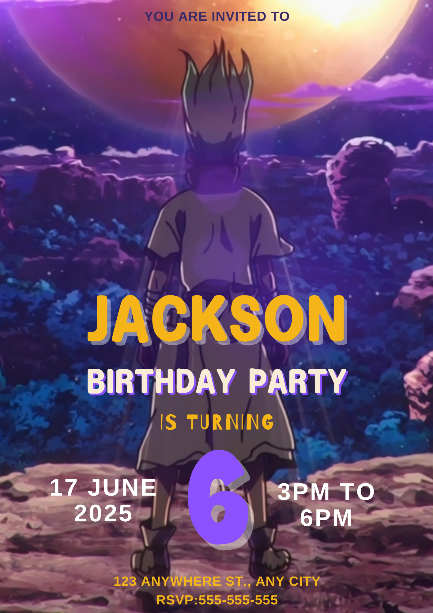 Dr. Stone Birthday Invitation Template - CreativeRino