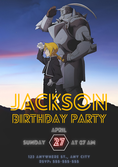 Fullmetal Alchemist  Birthday Invitation Template - CreativeRino