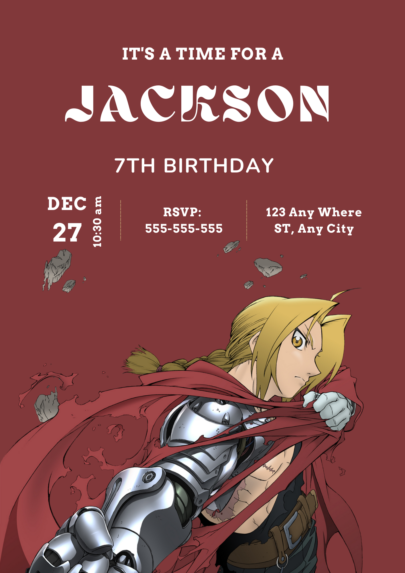 Fullmetal Alchemist  Birthday Invitation Template - CreativeRino