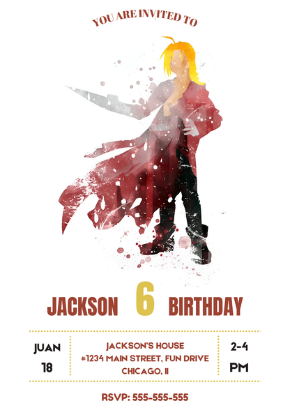 Fullmetal Alchemist  Birthday Invitation Template - CreativeRino